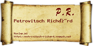 Petrovitsch Richárd névjegykártya